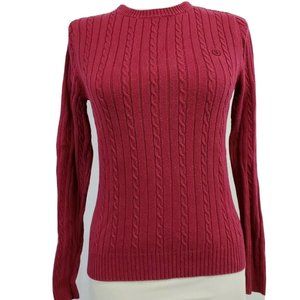 Izod Red Cable-Knit Pullover Sweater Ladies XS Red